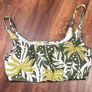 Old Navy Olive Green, Yellow & White Tropical Bikini Top